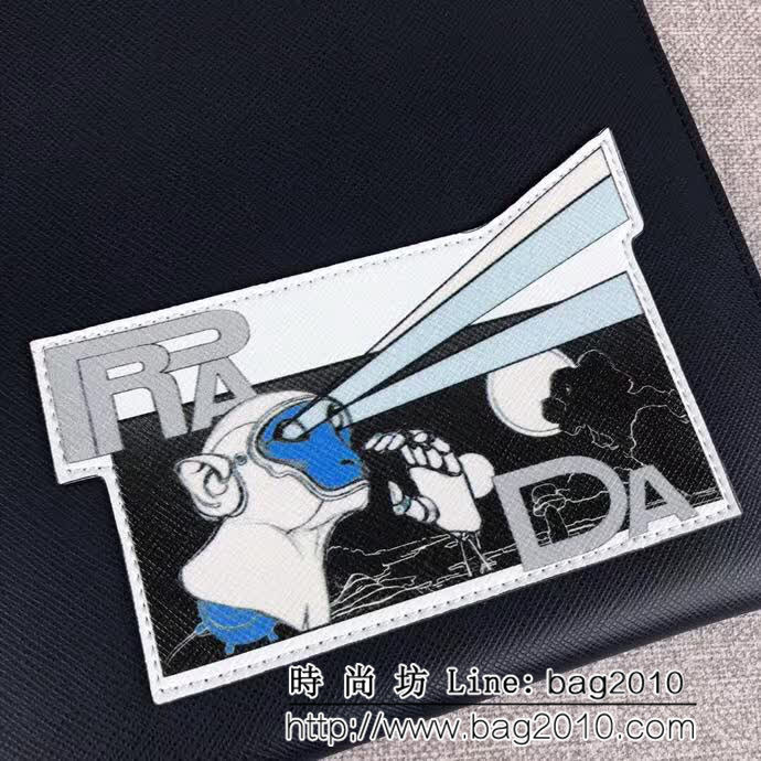 PRADA普拉達 2018最新漫畫印象系列 專櫃最新款 限量版男士手包 2NG005 DD1078